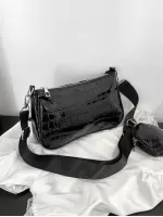 Men Crocodile Embossed Square Bag With Coin Purse Fashion